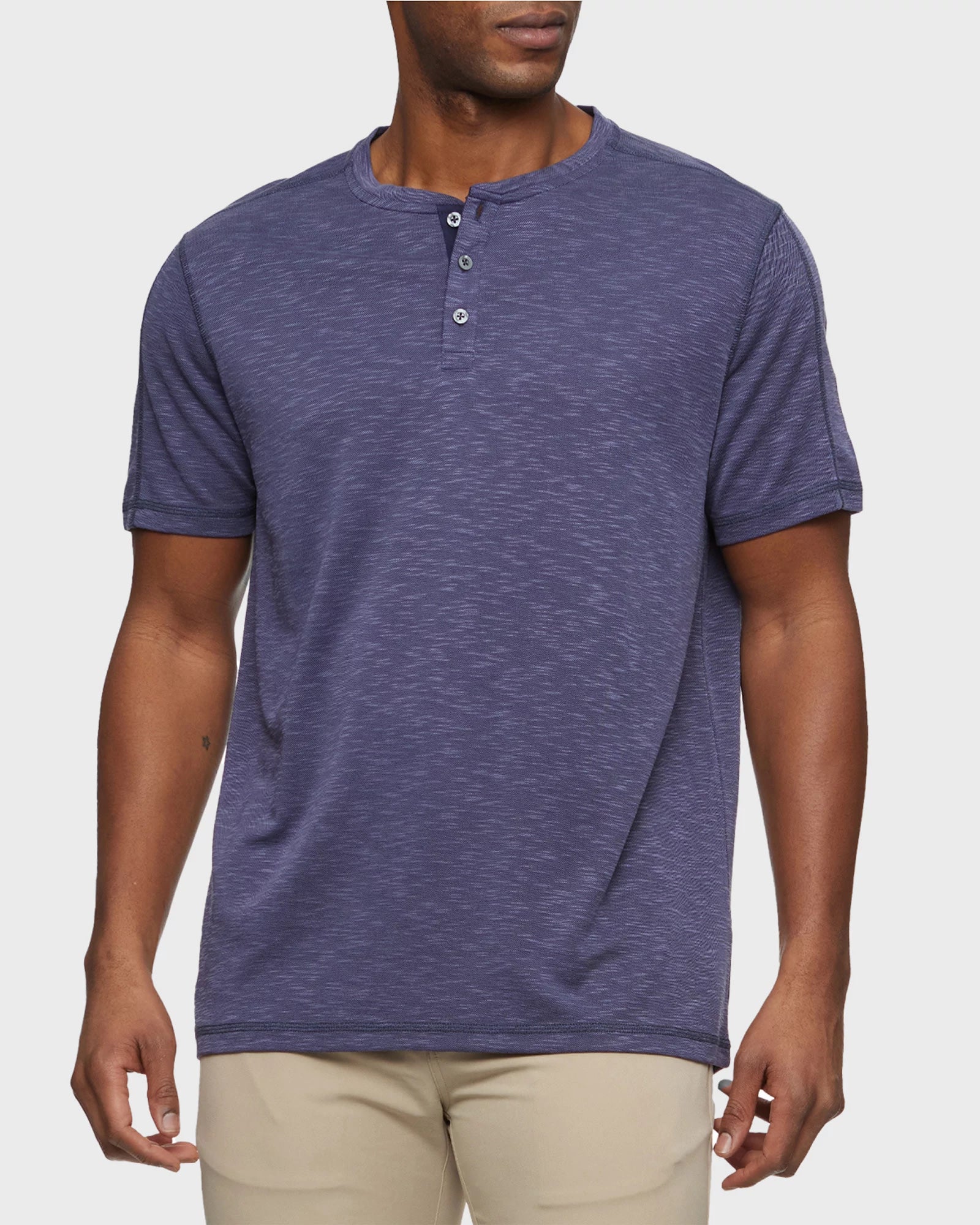 Navy $|& Flag & Anthem Momentum Performance Slub Henley - VOF Detail