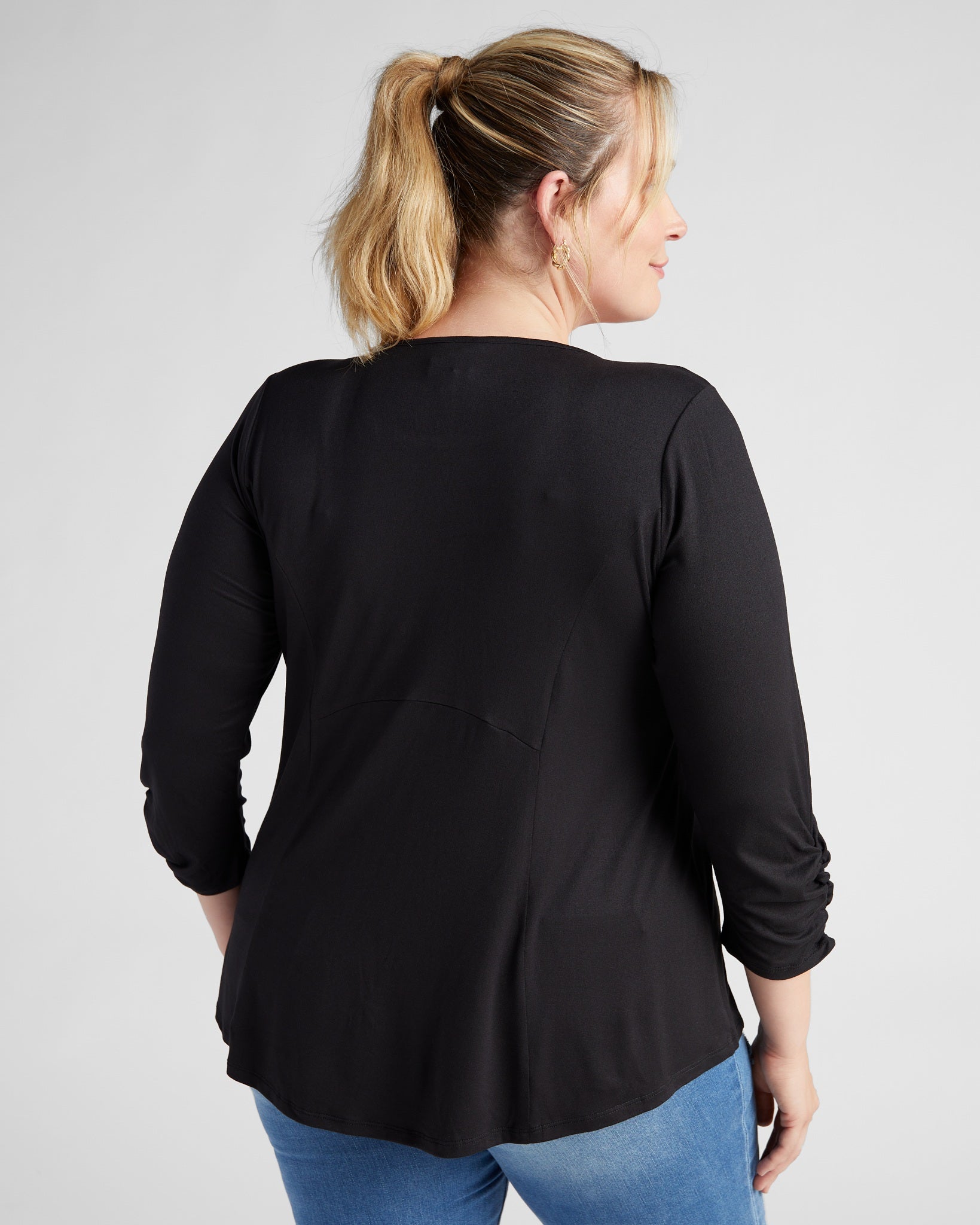Black $|& Bobeau Solid Babydoll Top - SOF Back