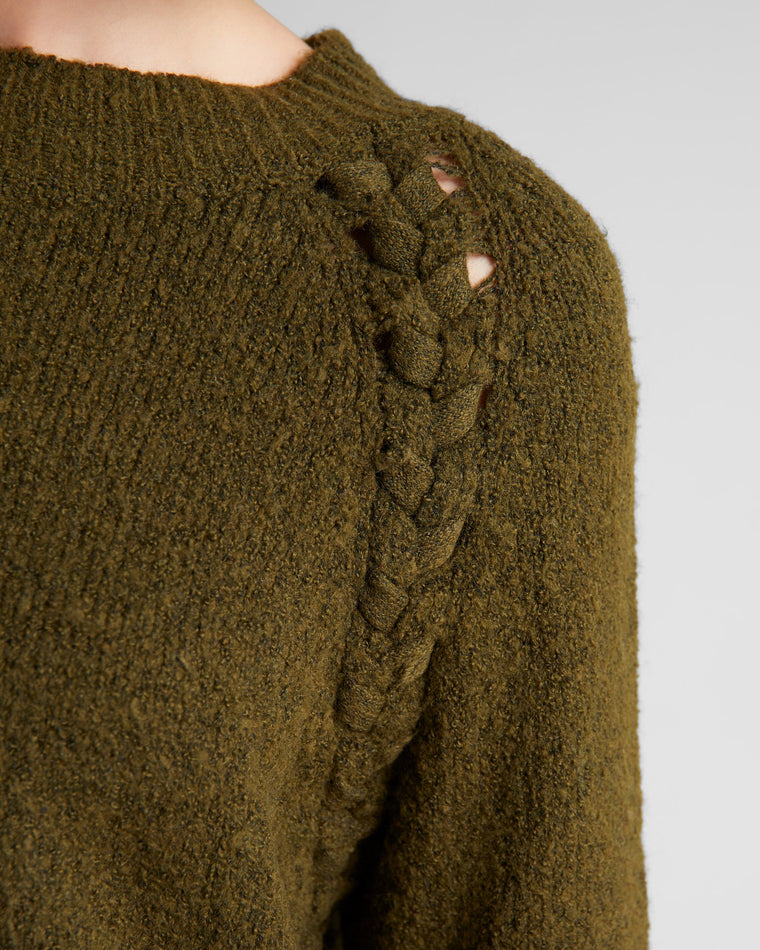Olive $|& Vigoss Braided Pullover Sweater - SOF Detail