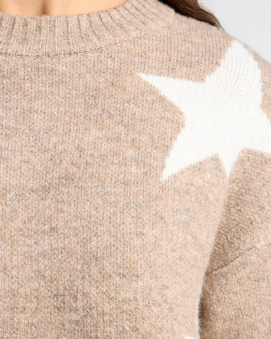 Mushroom $|& Vigoss Crew Neck Star Print Sweater - SOF Detail