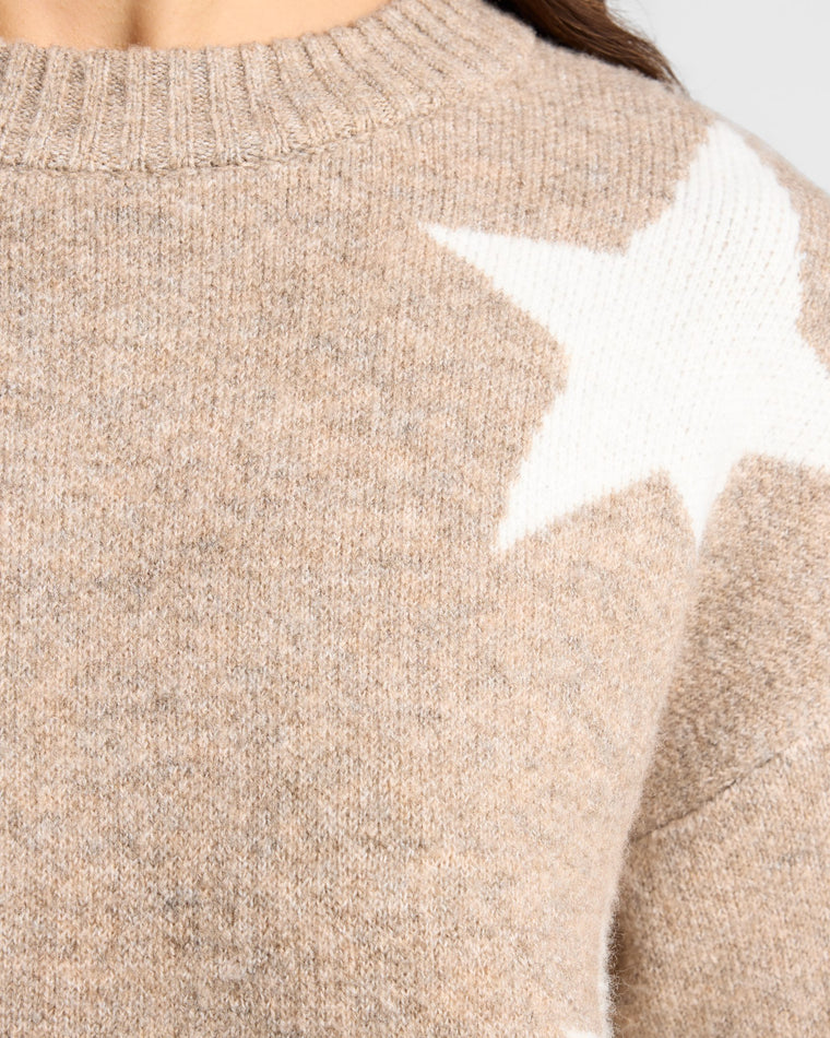 Mushroom $|& Vigoss Crew Neck Star Print Sweater - SOF Detail