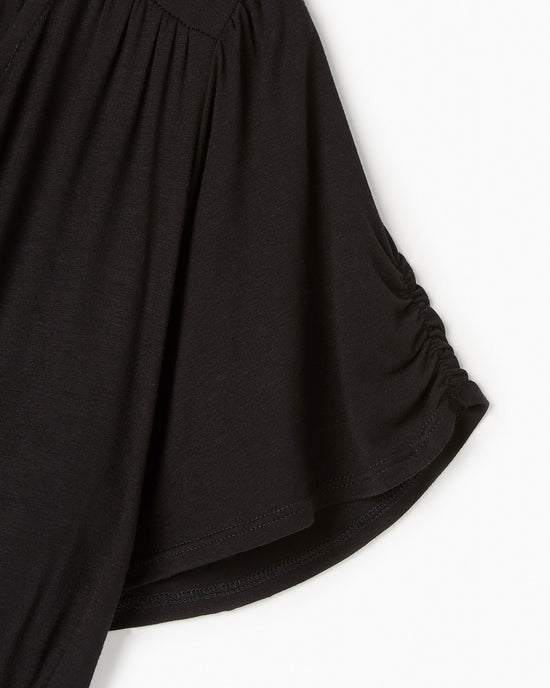 Solid Short Sleeve Wrap Dress Black $|& Loveappella Solid Short Sleeve Wrap Dress