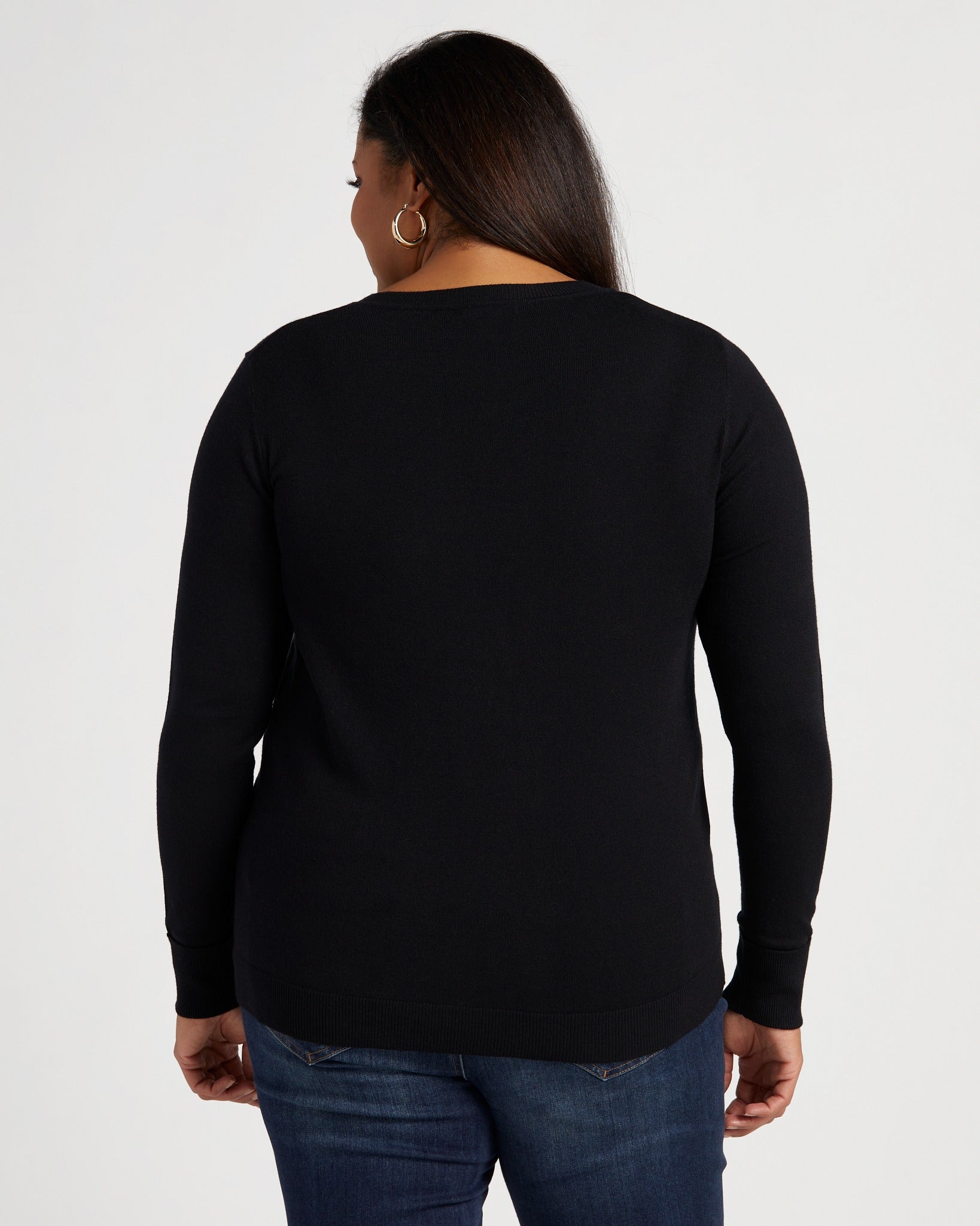 Black $|& Staccato Shoulder Button Detail Sweater - SOF Back