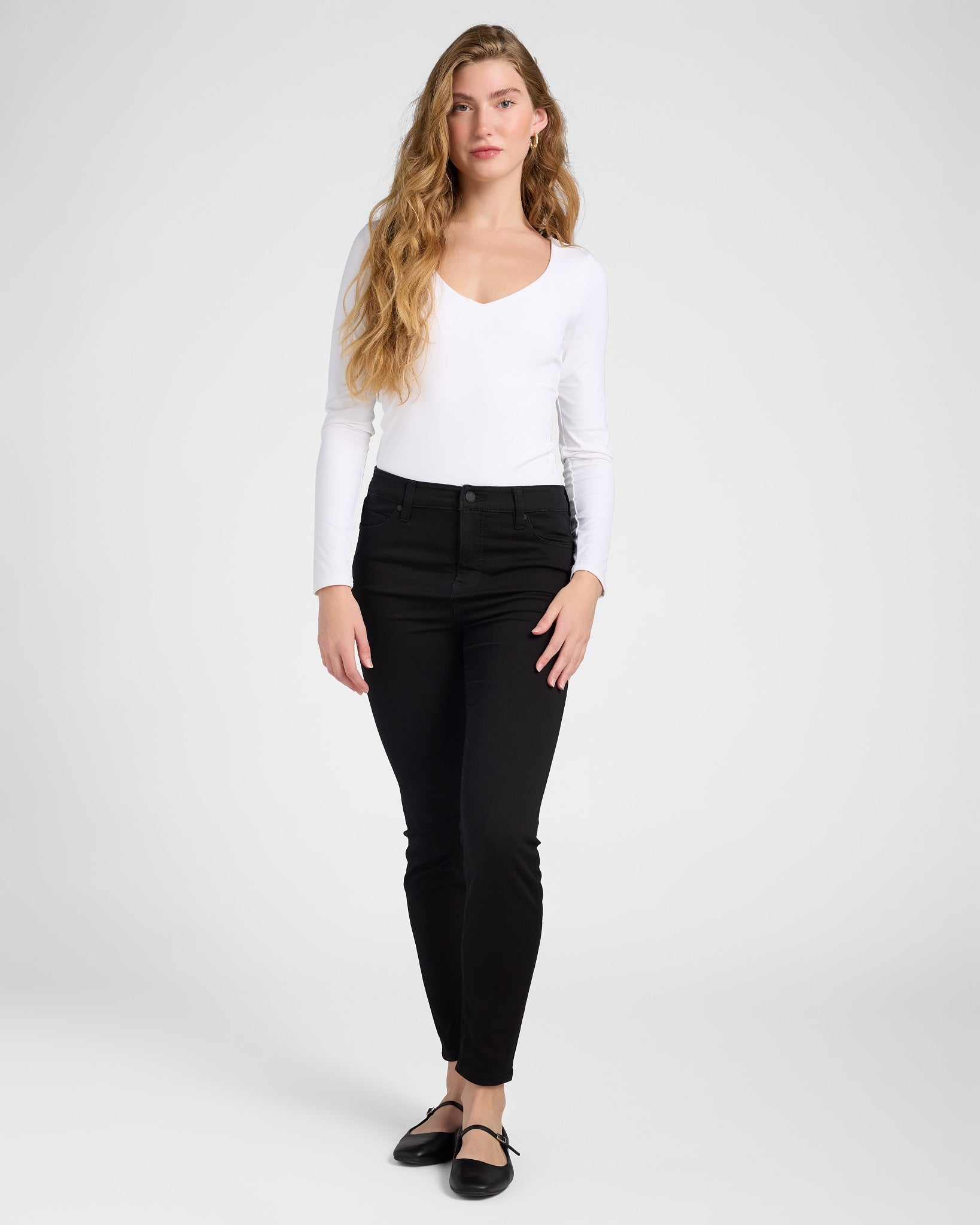 Black Rinse $|& Liverpool Abby High Rise Ankle Skinny - SOF Full Front