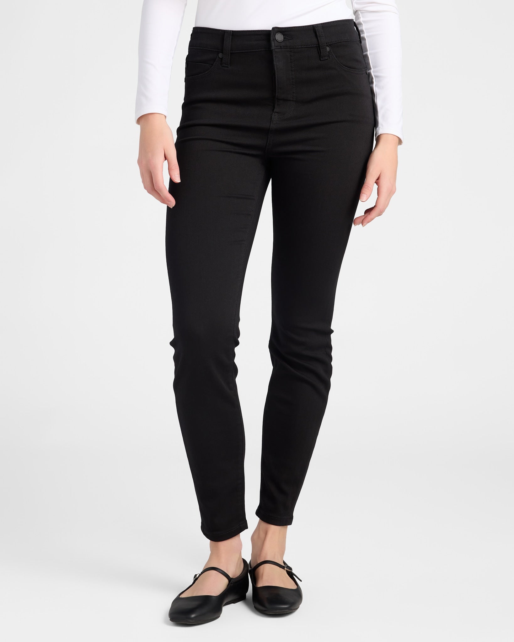 Black Rinse $|& Liverpool Abby High Rise Ankle Skinny - SOF Front