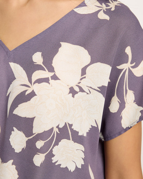 Lavender Flrl $|& West Kei Floral Woven Short Sleeve Surplice Top - SOF Full Front