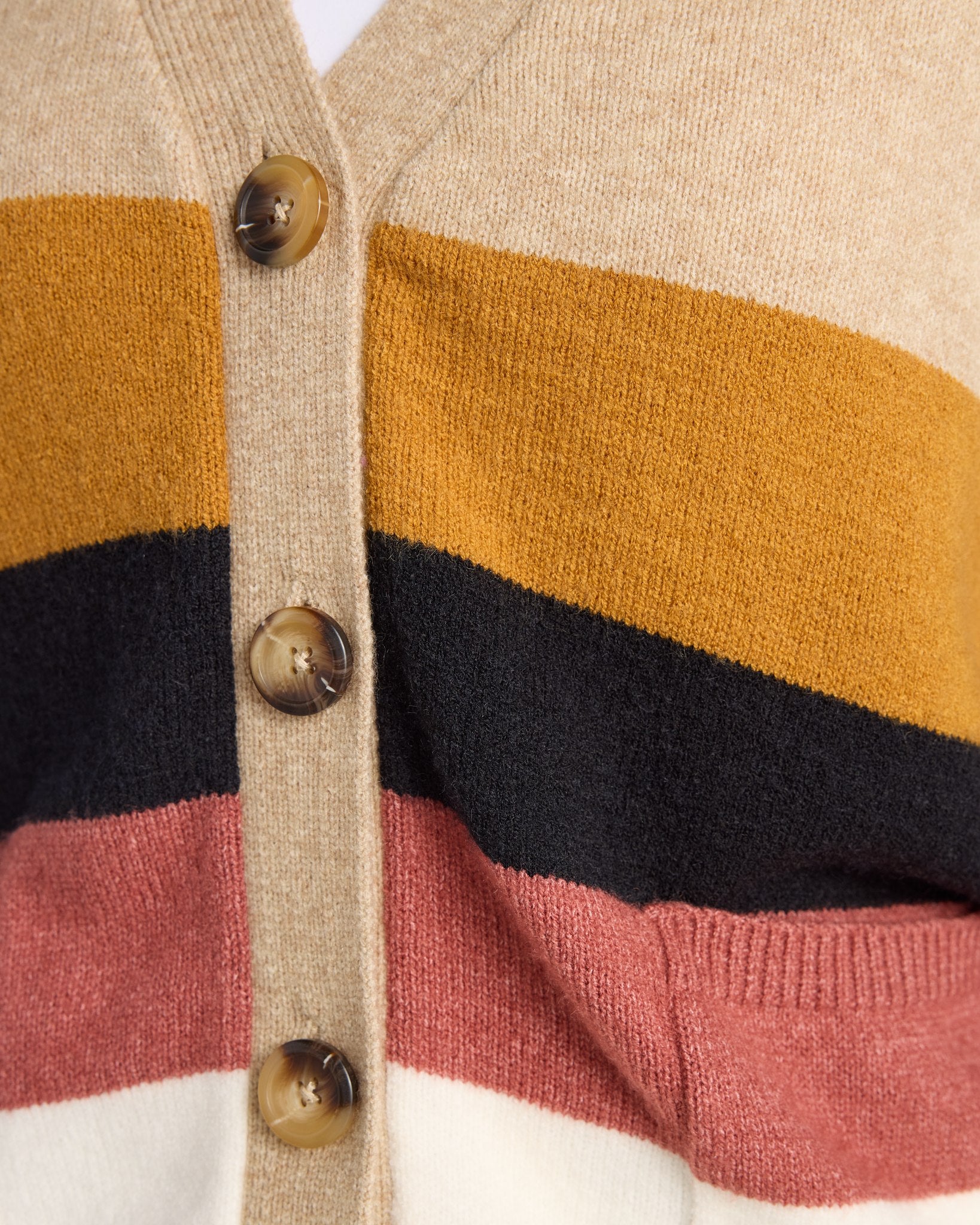 Oatmeal $|& Vigoss Striped Button Front Cardigan - SOF Detail