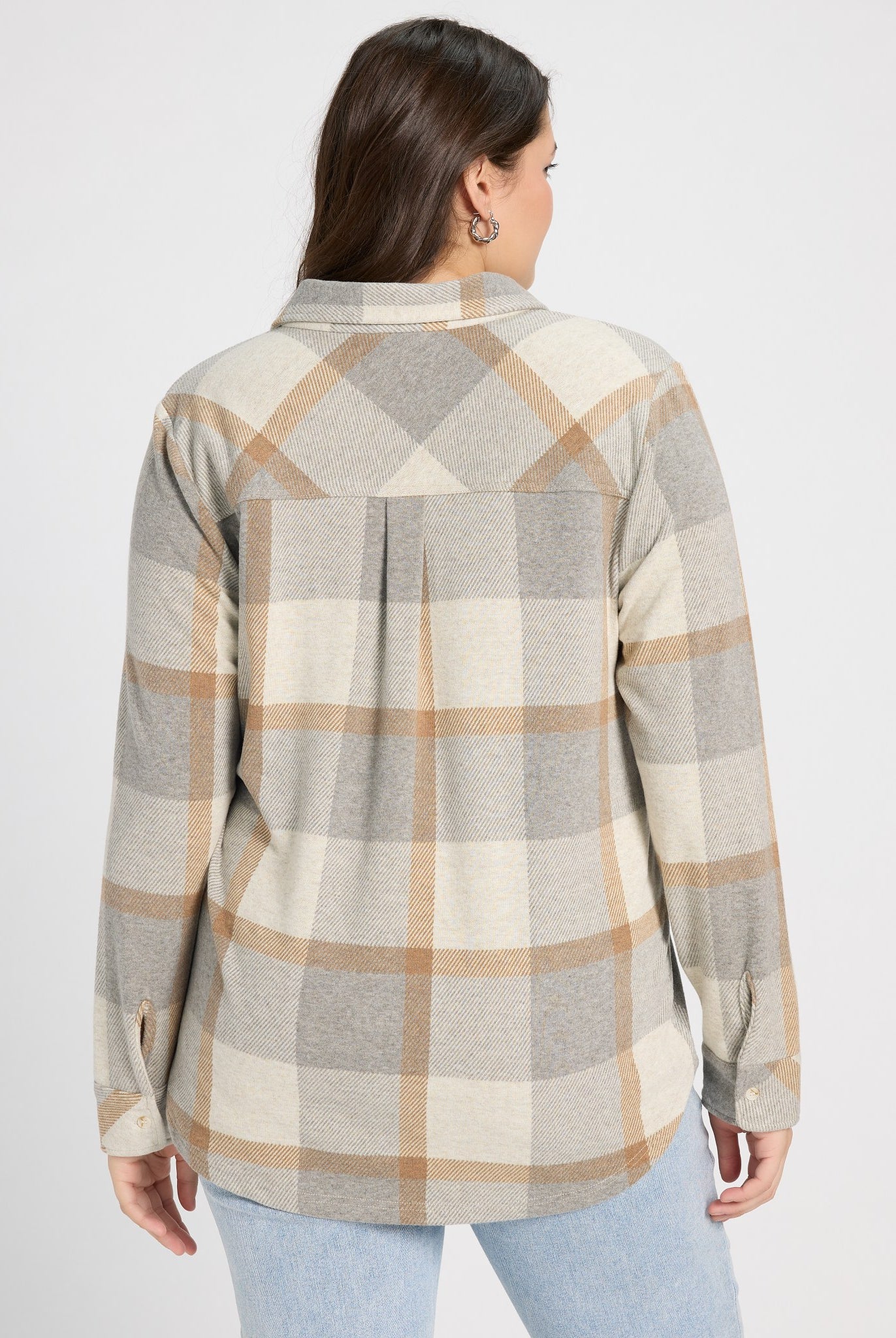 Grey/Brown Plaid $|& Thread & Supply Lewis Plaid Shirt - SOF Back