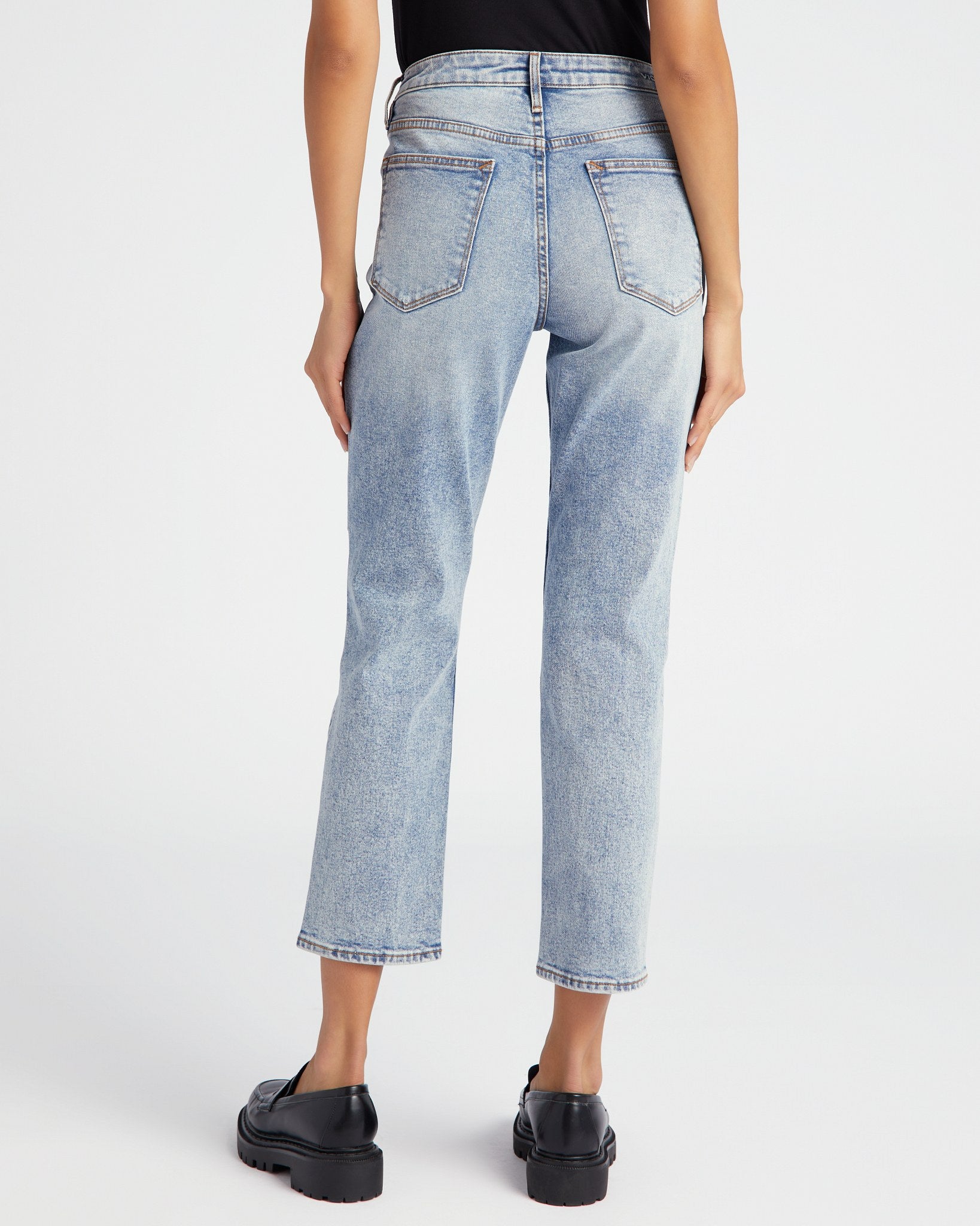 Medium Wash $|& Vigoss Frankie Slim Straight Jeans with Hidden Button Fly - SOF Back