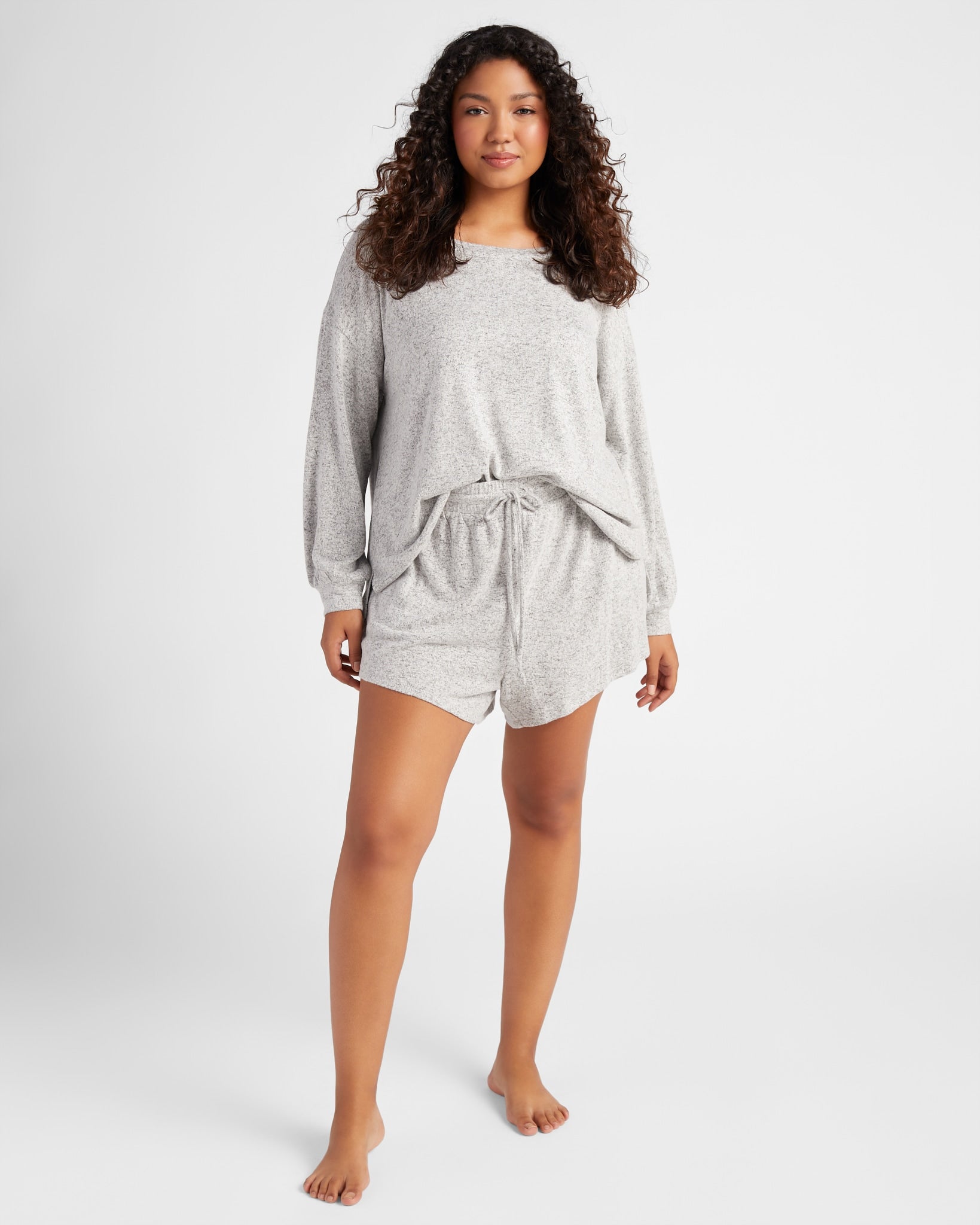 Heather Grey $|& Bobeau Cozy Pullover and Short Set - SOF Front