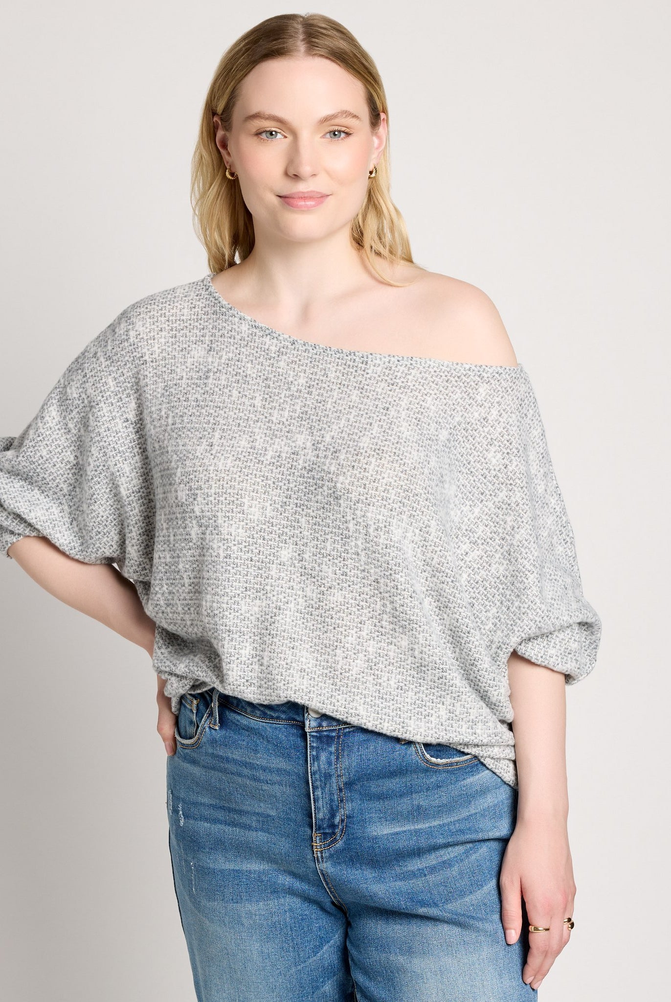 Charcoal $|& Sadie & Sage Billie Dolman Top - SOF Front