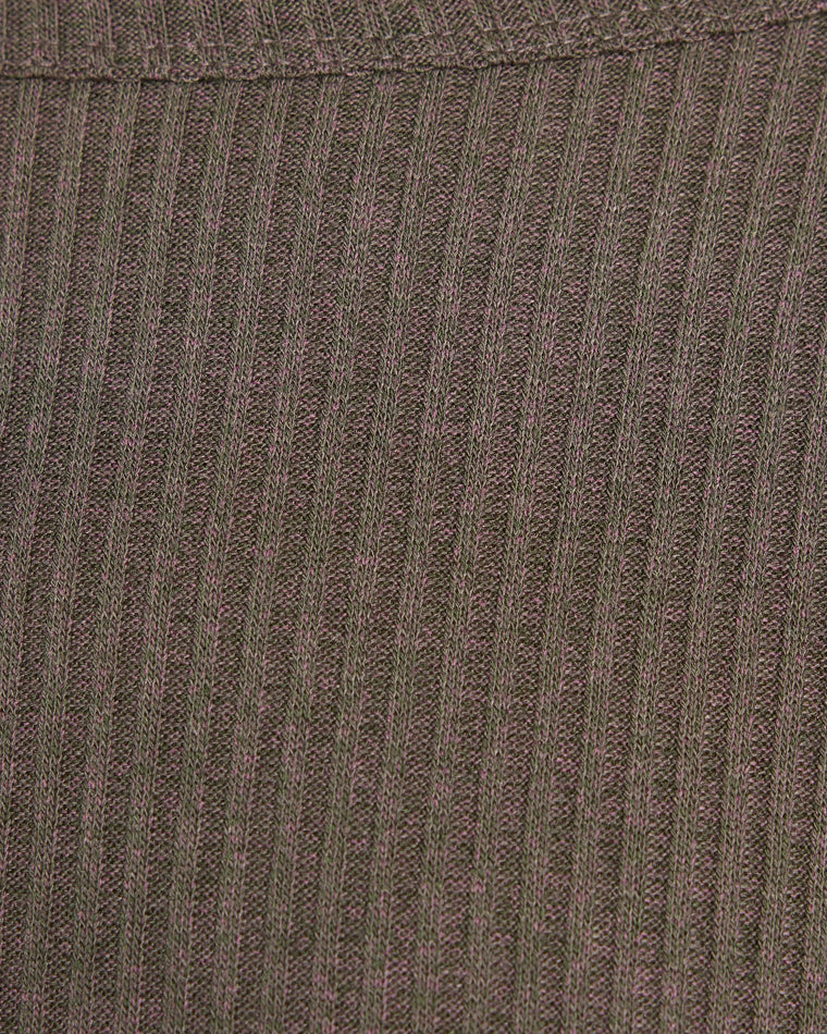 Brown $|& W. by Wantable Hacci Ribbed Long Dolman Sleeve Top - SOF Detail