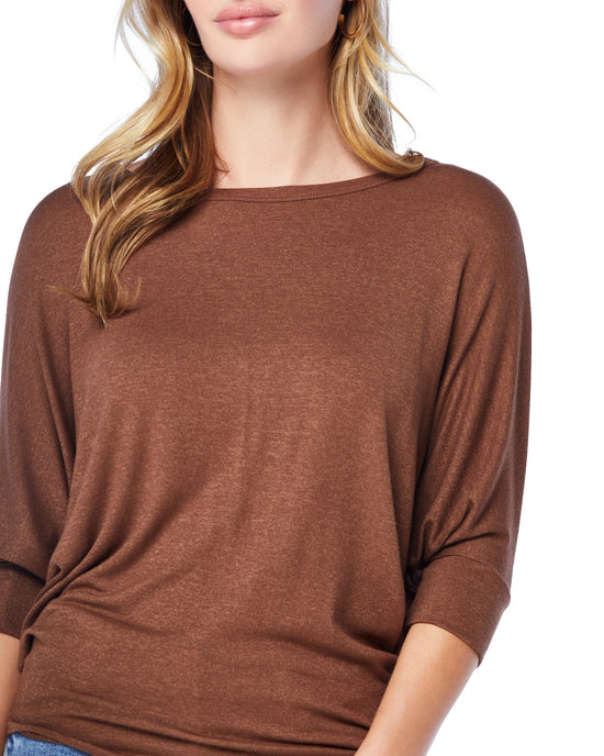 Cocoa $|& W. by Wantable Hacci 3/4 Sleeve Dolman Top - SOF Detail