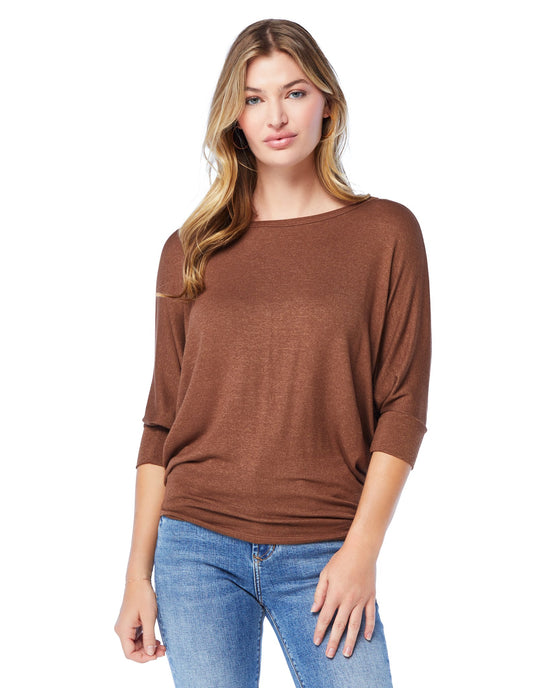 Cocoa $|& W. by Wantable Hacci 3/4 Sleeve Dolman Top - SOF Front