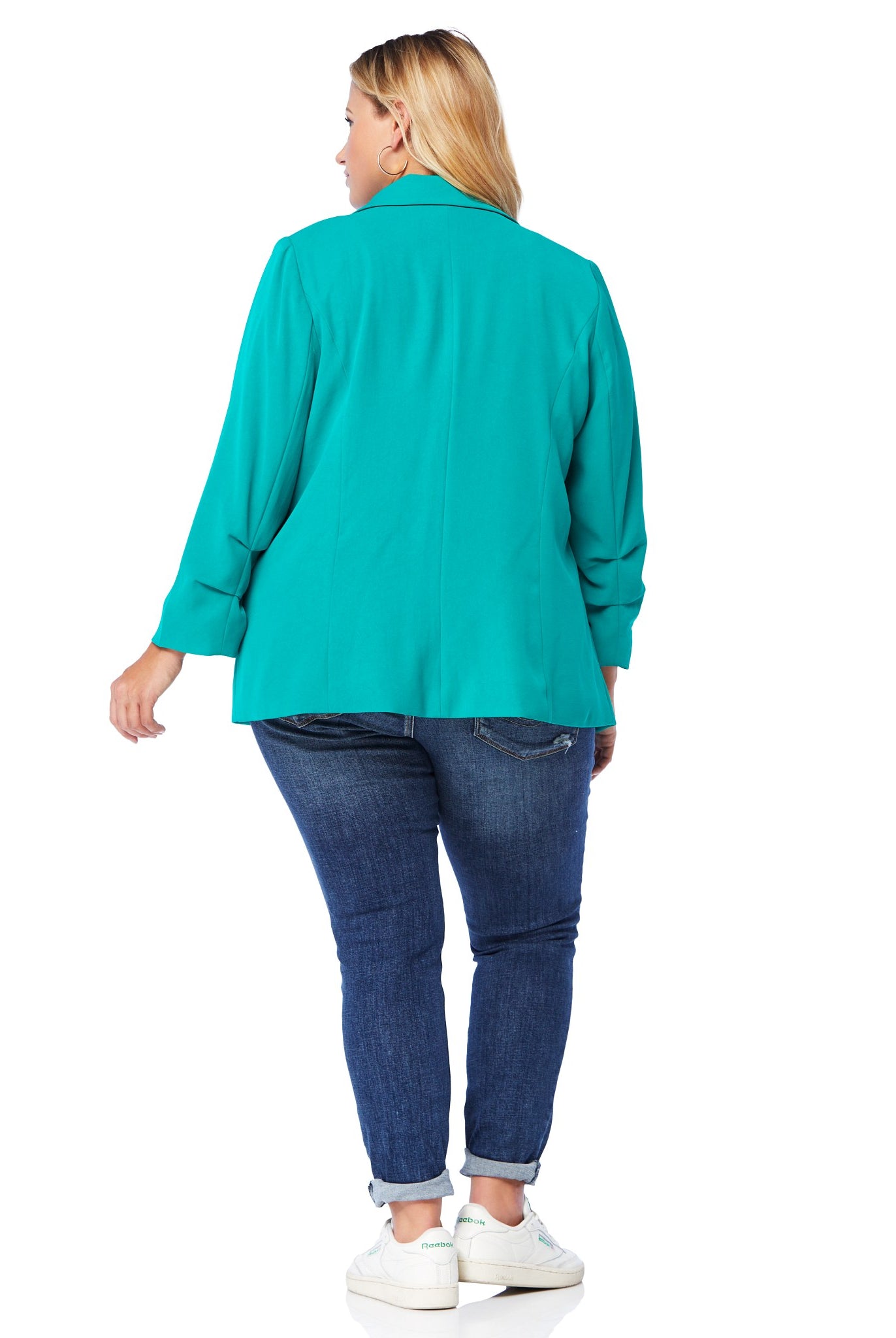 Kelly Green $|& Skies Are Blue Recycled Shirred Sleeve Blazer - SOF Back