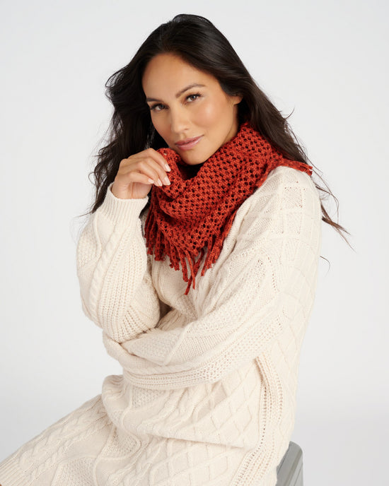Rust $|& Elegant Essence 2-Tone Mini Tube Scarf - SOF Full Front