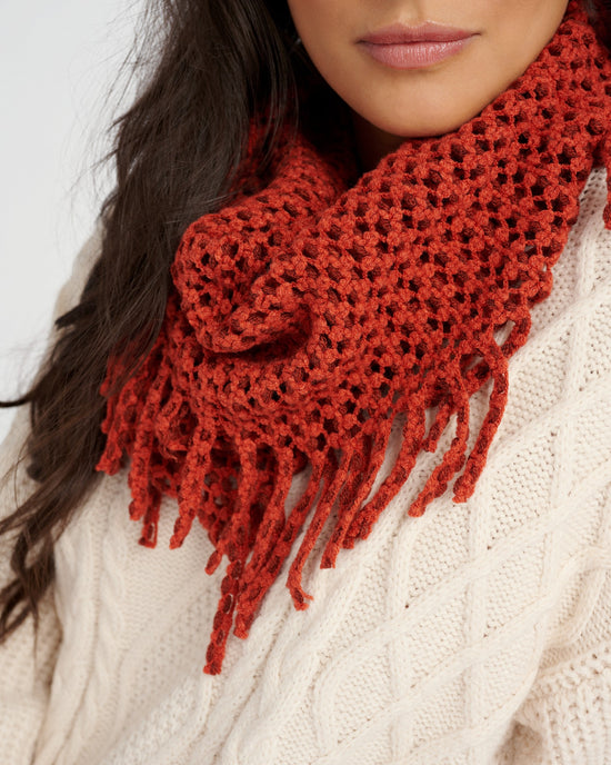 Rust $|& Elegant Essence 2-Tone Mini Tube Scarf - SOF Detail