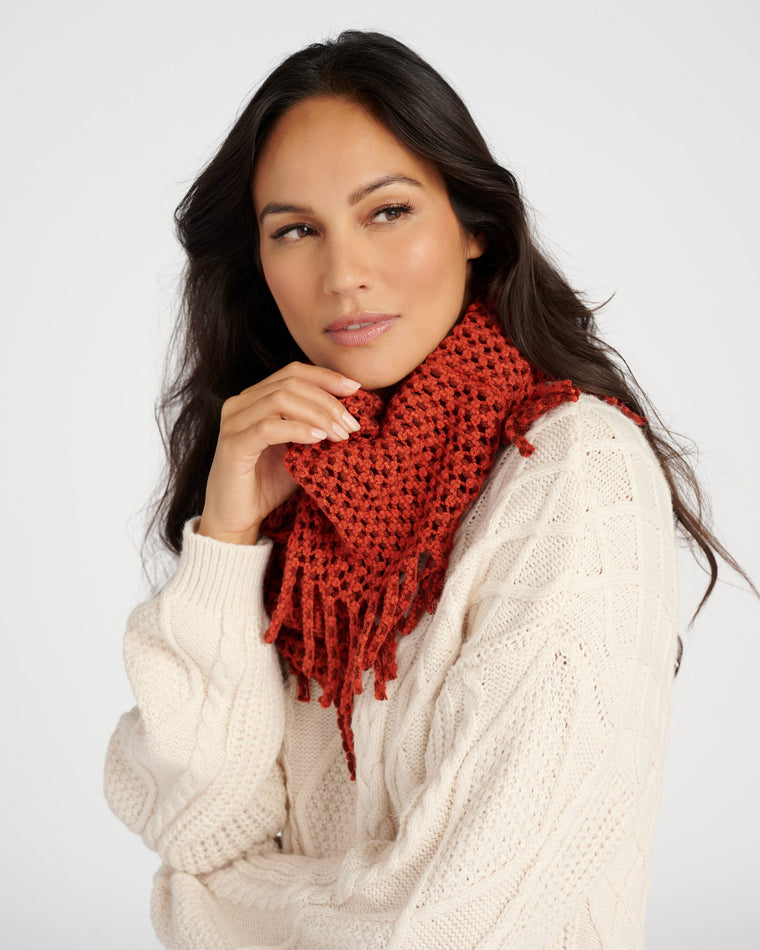 Rust $|& Elegant Essence 2-Tone Mini Tube Scarf - SOF Front
