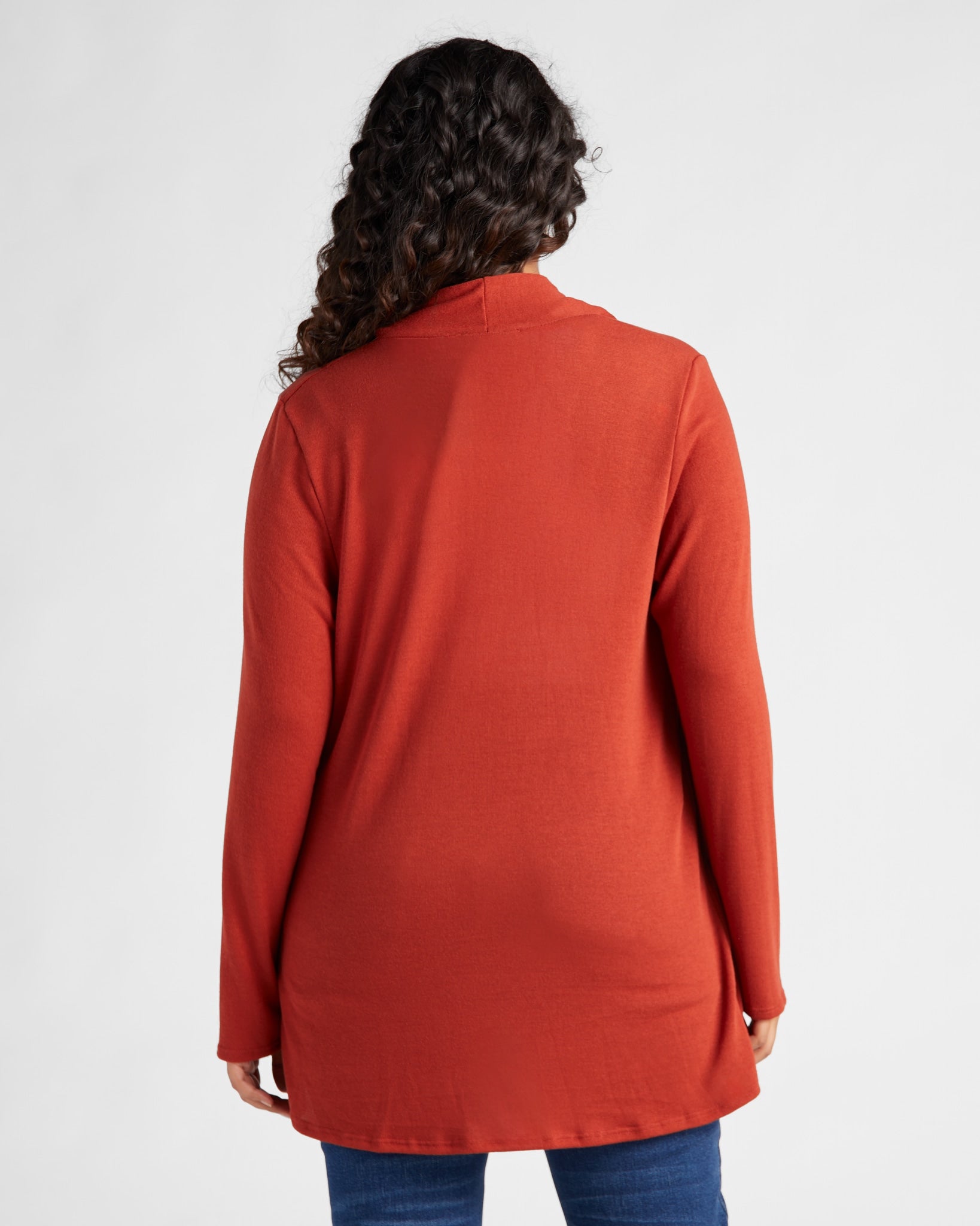 Rust $|& Chris & Carol Hacci Open Front Cardigan - SOF Back