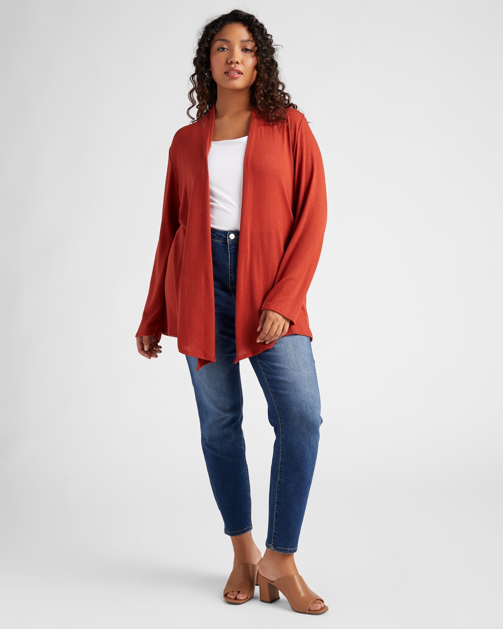 Rust $|& Chris & Carol Hacci Open Front Cardigan - SOF Full Front