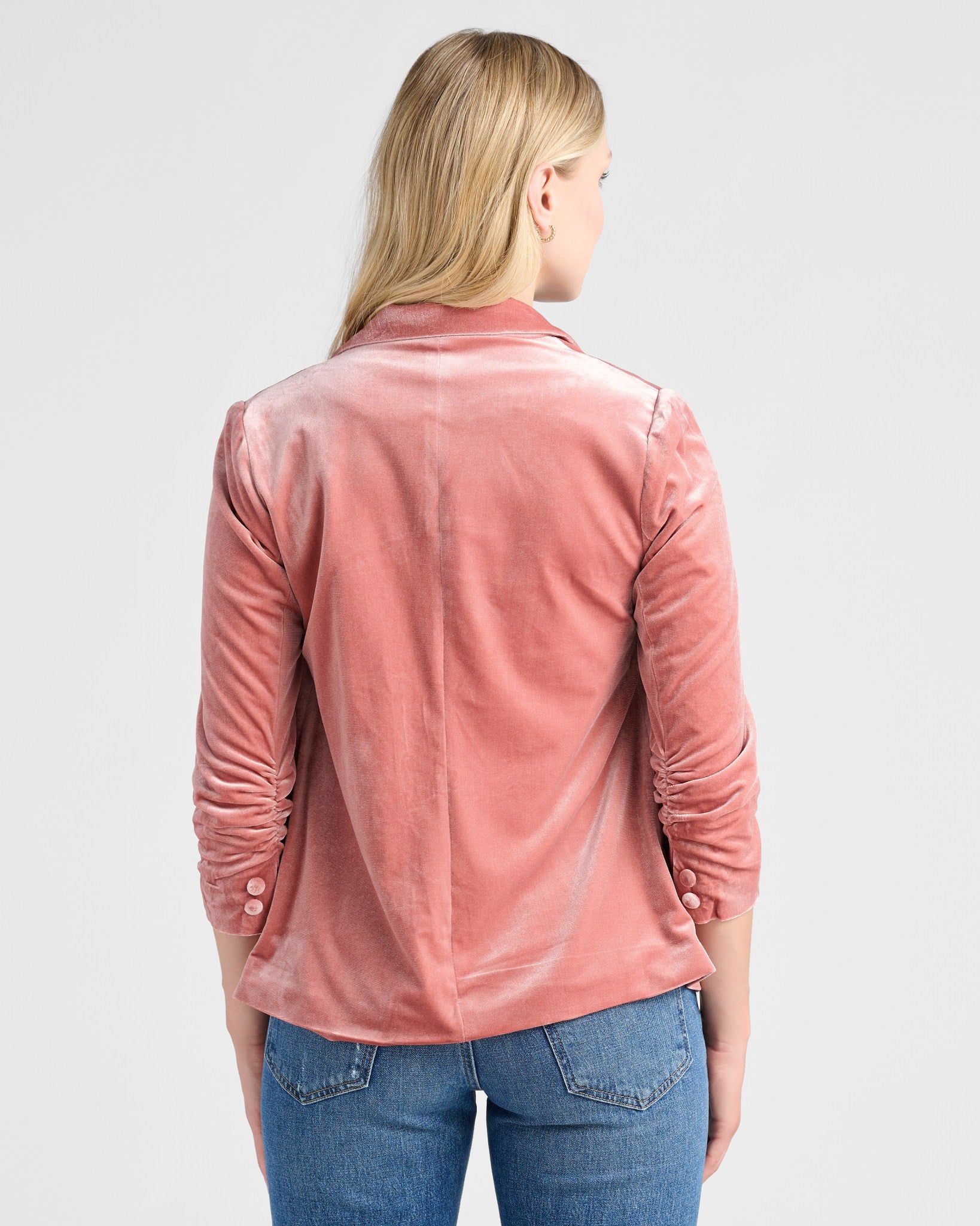 Dusty Rose $|& Skies Are Blue Velvet Blazer - SOF Back