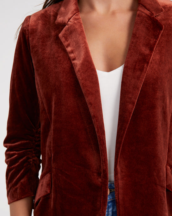 Amber Rust $|& Skies Are Blue Velvet Blazer - SOF Detail