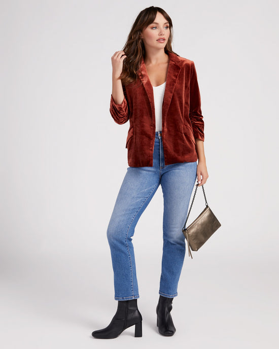 Amber Rust $|& Skies Are Blue Velvet Blazer - SOF Full Front
