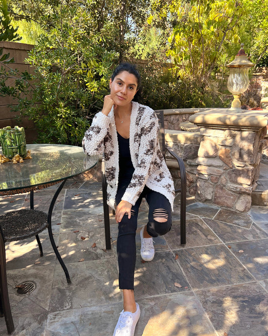 Oatmeal Leopard $|& B Collection by Bobeau Animal Popcorn Cardigan - UGC On Fig