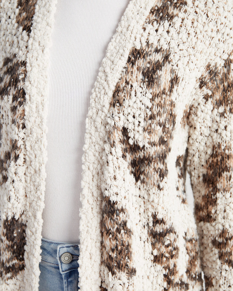 Oatmeal Leopard $|& B Collection by Bobeau Animal Popcorn Cardigan - SOF Detail