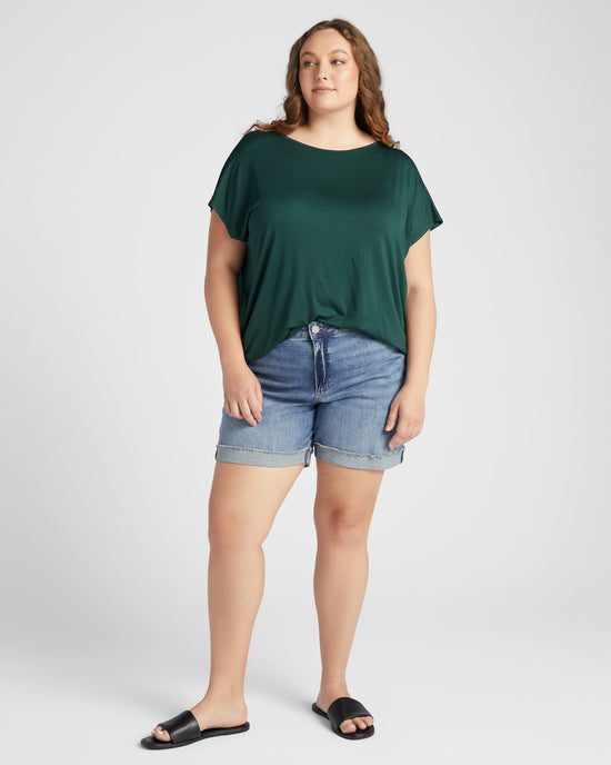 Dark Hunter Green $|& SEAS Brentwood Boat Neck Top - SOF Full Front