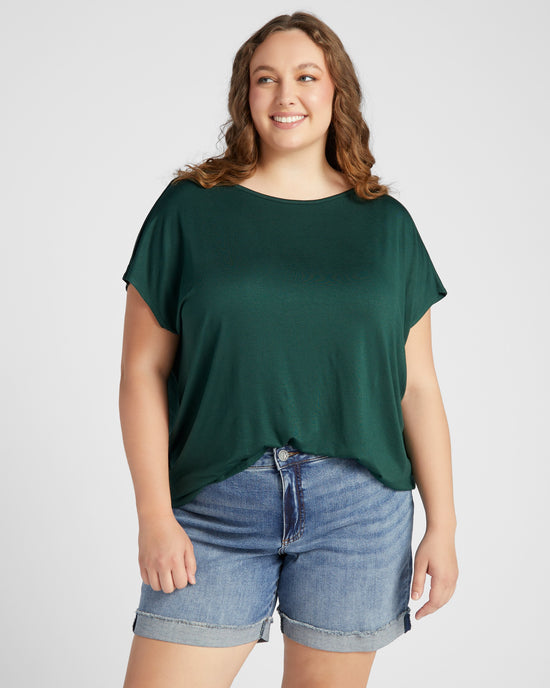 Dark Hunter Green $|& SEAS Brentwood Boat Neck Top - SOF Front