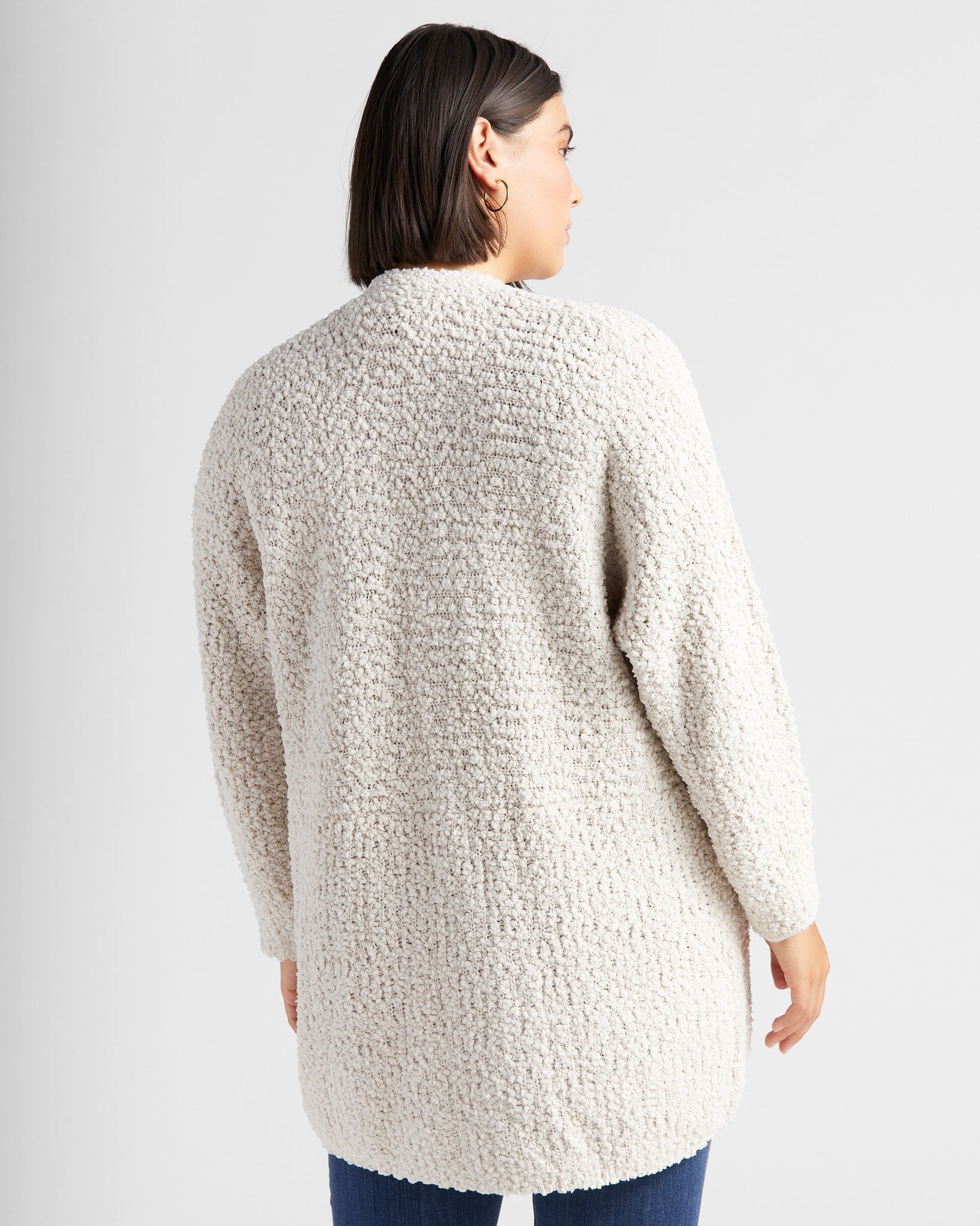 Cream $|& Bobeau Two Pocket Popcorn Cardigan - SOF Back