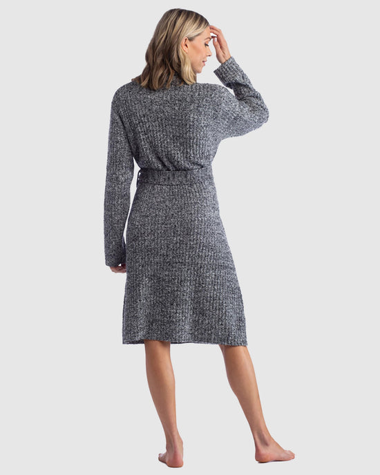 Heather Black $|& Softies Marshmallow Ribbed Robe - VOF Side