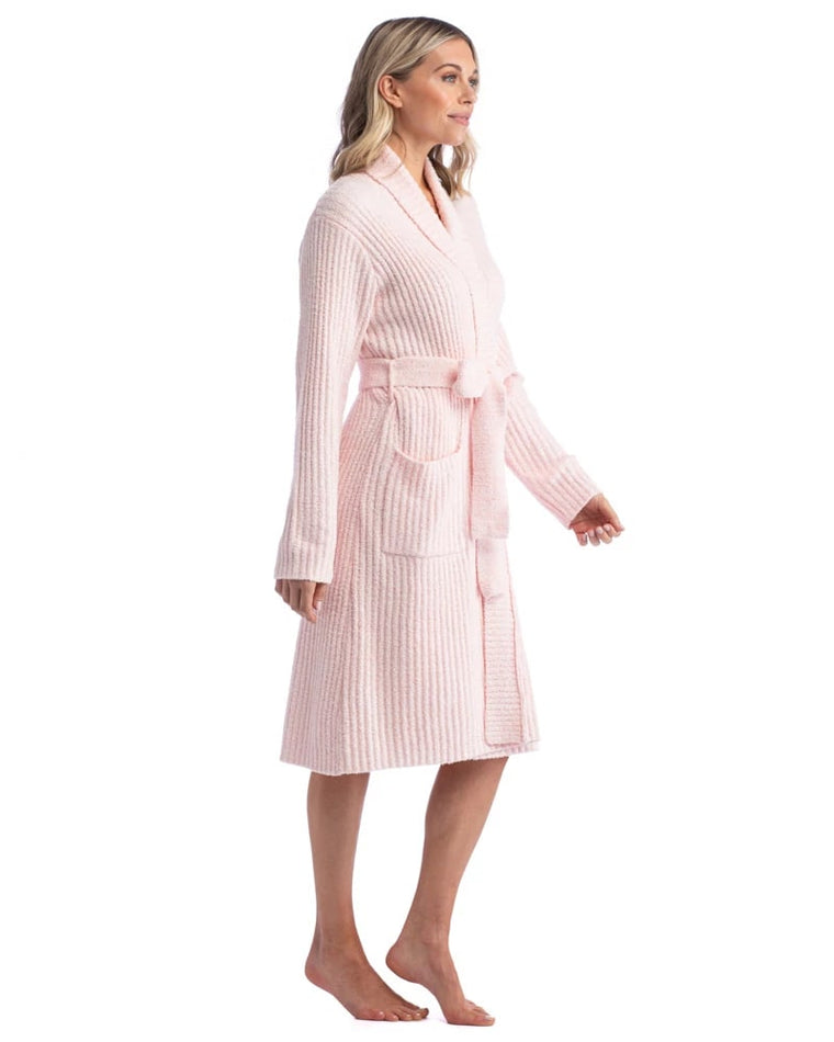 Heather Blush Pink $|& Softies Marshmallow Ribbed Robe - VOF Side