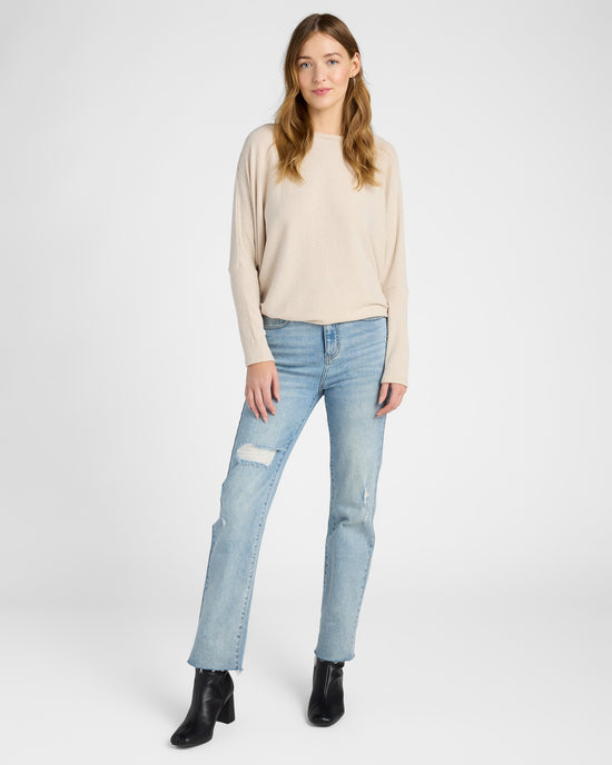 Oatmeal $|& W. by Wantable Brushed Ribbed Intermingle Dolman Top - SOF Full Front