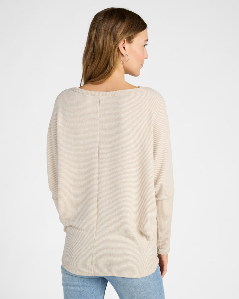 Oatmeal $|& W. by Wantable Brushed Ribbed Intermingle Dolman Top - SOF Back