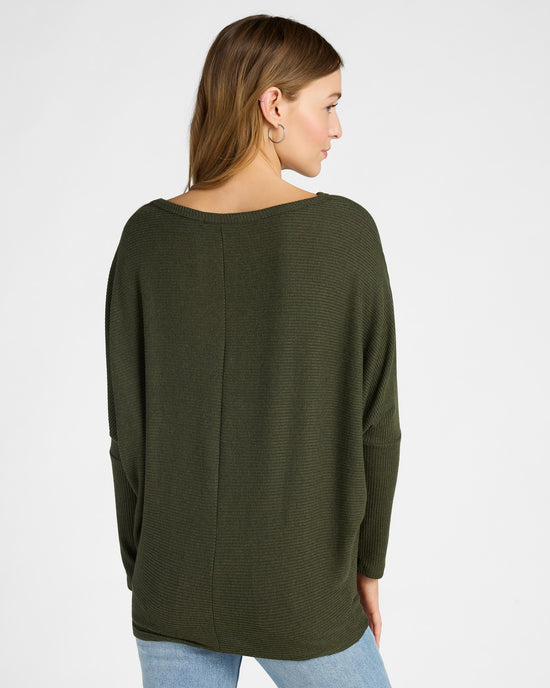 Olive $|& W. by Wantable Brushed Ribbed Intermingle Dolman Top - SOF Back