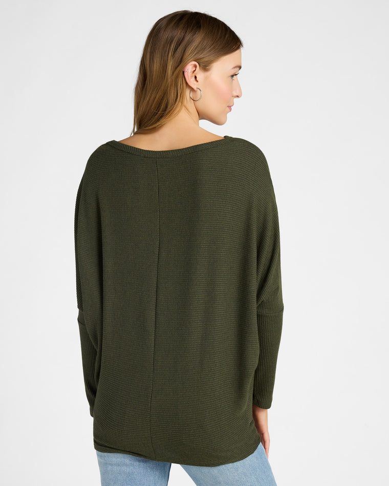 Olive $|& W. by Wantable Brushed Ribbed Intermingle Dolman Top - SOF Back