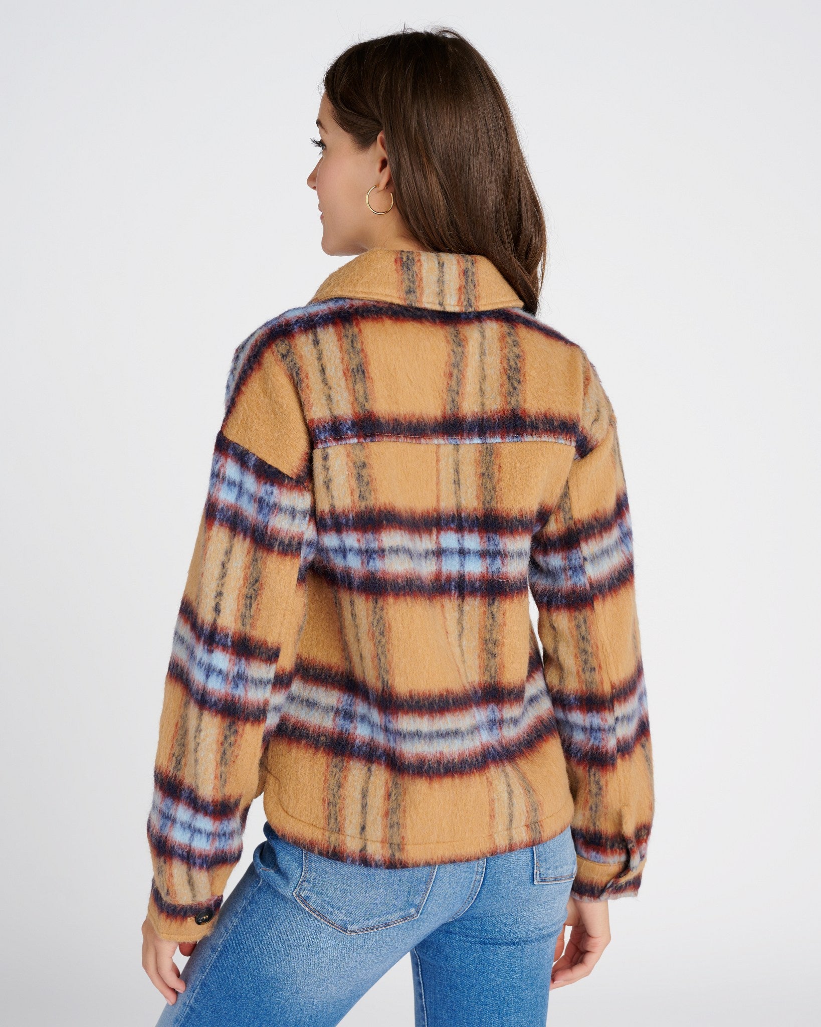 Caramel $|& Mystree Plaid Jacket - SOF Back