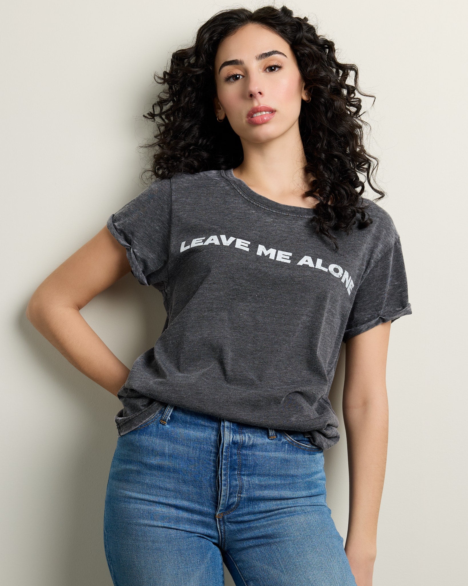 Black $|& Recycled Karma Leave Me Alone Burnout Tee - SOF Front