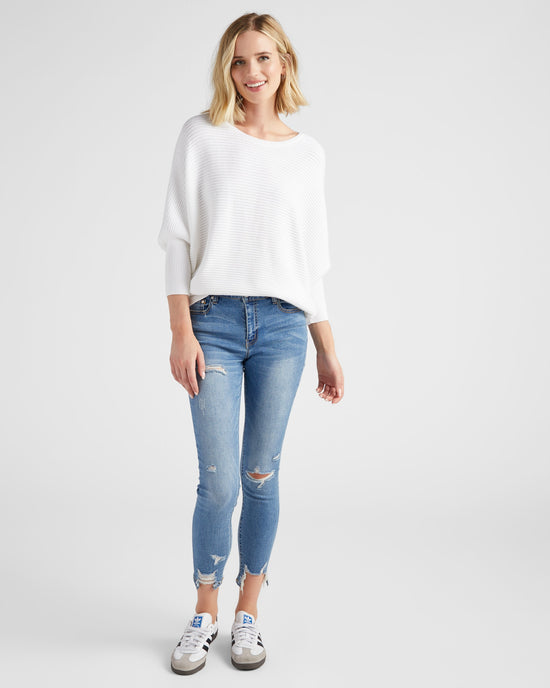 Off White $|& Hem & Thread Oversize Dolman Sleeve Sweater - SOF Full Front
