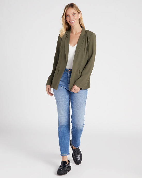 Olive $|& Skies Are Blue Boyfriend Blazer - SOF Full Front