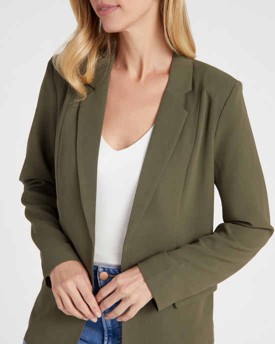 Olive $|& Skies Are Blue Boyfriend Blazer - SOF Detail