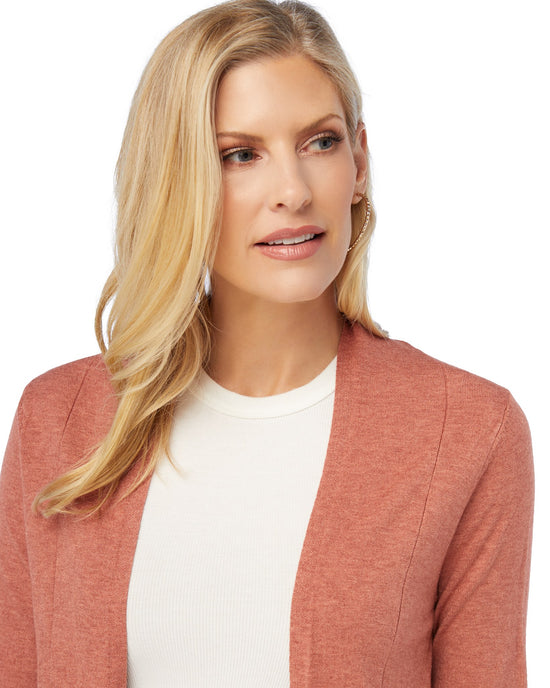 Heather Spice $|& Dreamers Open Long Line Cardigan withPockets - SOF Detail