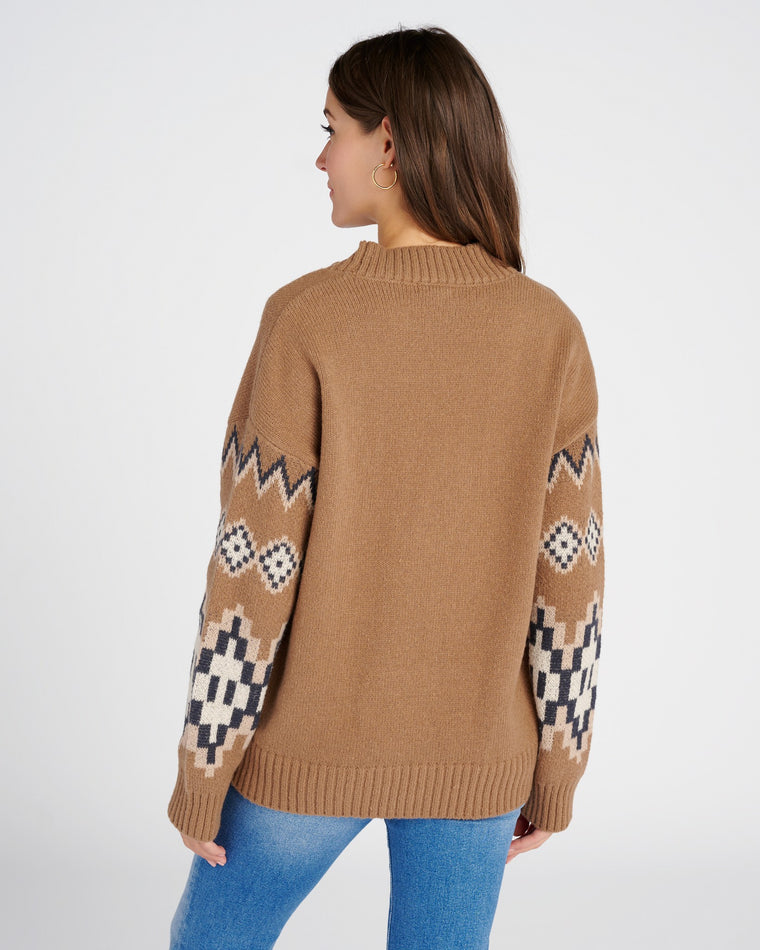 Taupe $|& Vigoss Aztec Button Front Cardigan - SOF Back