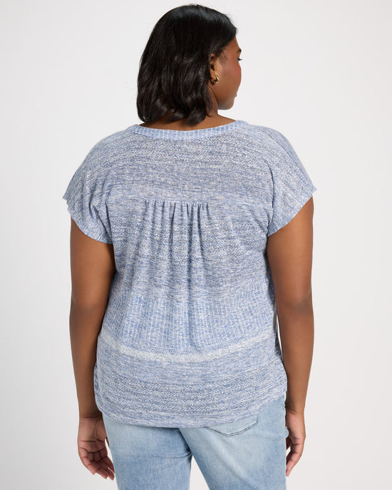 Blue Combo $|& Bobeau Striped Caty Button Up Top - SOF Back