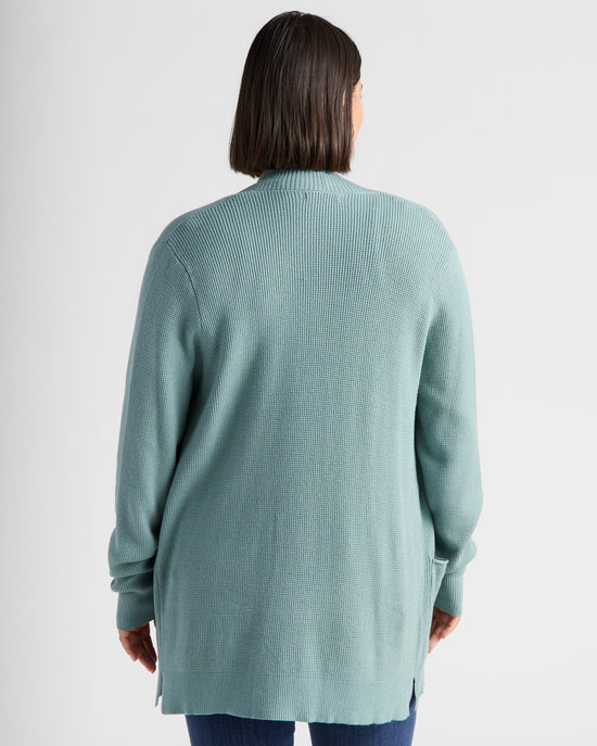 Dusty Jade $|& Staccato Open Front Pocket Cardigan - SOF Back
