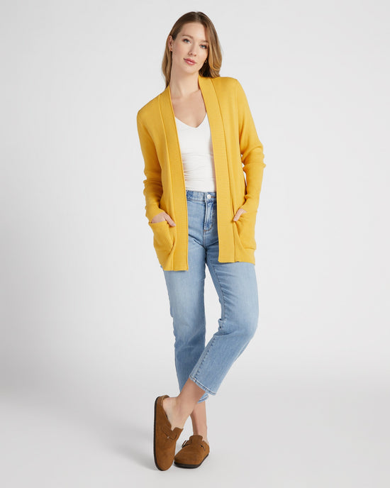 Mustard $|& Staccato Open Front Pocket Cardigan - SOF Full Front