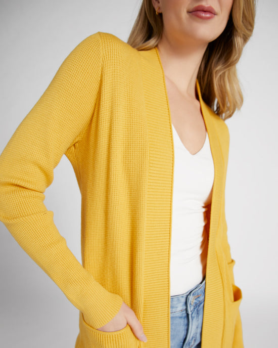 Mustard $|& Staccato Open Front Pocket Cardigan - SOF Detail