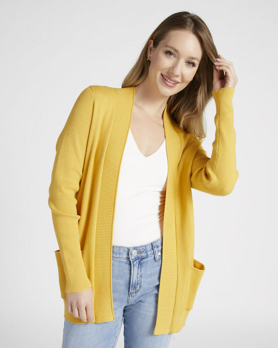 Mustard $|& Staccato Open Front Pocket Cardigan - SOF Front